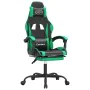 Swivel gaming chair with footrest in black and green synthetic leather by vidaXL, Gaming chairs - Ref: Foro24-349582, Price: ...