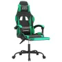 Swivel gaming chair with footrest in black and green synthetic leather by vidaXL, Gaming chairs - Ref: Foro24-349582, Price: ...