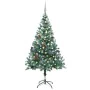 Mattierter Weihnachtsbaum mit LED-Lichtern, Kugeln und Tannenzapfen 150 cm von vidaXL, Weihnachtsbäume - Ref: Foro24-3077699,...