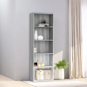 5-level gray plywood bookshelf 60x30x189 cm by vidaXL, Bookcases and shelves - Ref: Foro24-815400, Price: 95,41 €, Discount: %