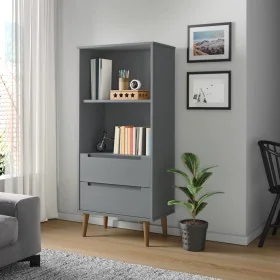 MOLDE solid gray pine wood bookcase 60x35x133.5 cm by vidaXL, Bookcases and shelves - Ref: Foro24-350539, Price: 100,96 €, Di...