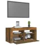 TV cabinet with LED lights smoked oak 90x35x40 cm by vidaXL, TV Furniture - Ref: Foro24-815690, Price: 53,88 €, Discount: %