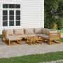 Gartenmöbel-Set 8-teilig aus Massivholz und taupegrauen Kissen von vidaXL, Gartensets - Ref: Foro24-3155260, Preis: 804,46 €,...