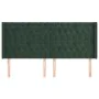 Headboard with dark green velvet ears 203x16x118/128cm by vidaXL, Headboards and footboards - Ref: Foro24-3119985, Price: 180...