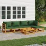 Garden furniture set 6 pieces solid wood and green cushions by vidaXL, Garden sets - Ref: Foro24-3155312, Price: 548,49 €, Di...