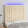 Headboard with LED lights cream fabric 90x5x118/128 cm by vidaXL, Headboards and footboards - Ref: Foro24-3122649, Price: 80,...