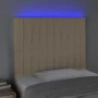 Headboard with LED lights cream fabric 90x5x118/128 cm by vidaXL, Headboards and footboards - Ref: Foro24-3122649, Price: 80,...