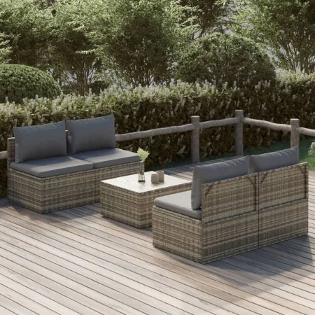 5-piece garden furniture set and gray synthetic rattan cushions by vidaXL, Garden sets - Ref: Foro24-3157481, Price: 393,46 €...