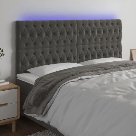 Dark gray velvet headboard with LED lights 200x7x118/128 cm by vidaXL, Headboards and footboards - Ref: Foro24-3122827, Price...