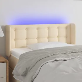 Cream fabric headboard with LED 93x16x78/88 cm by vidaXL, Headboards and footboards - Ref: Foro24-3123657, Price: 59,18 €, Di...