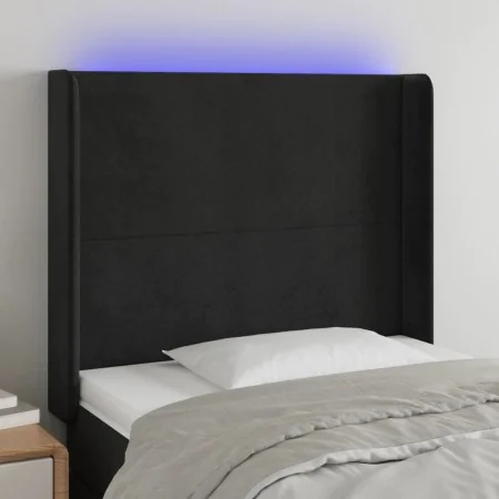 Kopfteil aus schwarzem Samt mit LED 103x16x118/128 cm von vidaXL, Kopf- und Fußteile - Ref: Foro24-3123812, Preis: 98,89 €, R...