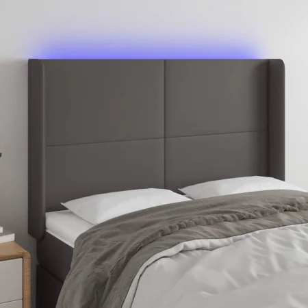 Headboard with LED gray synthetic leather 147x16x118/128cm by vidaXL, Headboards and footboards - Ref: Foro24-3123862, Price:...