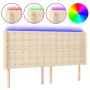 Cream fabric headboard with LED 183x16x118/128 cm by vidaXL, Headboards and footboards - Ref: Foro24-3124501, Price: 147,79 €...