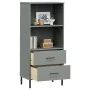 OSLO bookcase with 2 drawers solid gray wood 60x35x128.5 cm by vidaXL, Bookcases and shelves - Ref: Foro24-351010, Price: 137...