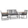 Garden furniture set with cushions, 4 pieces, black steel by vidaXL, Garden sets - Ref: Foro24-360092, Price: 455,37 €, Disco...