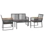 Garden furniture set with cushions, 4 pieces, black steel by vidaXL, Garden sets - Ref: Foro24-360092, Price: 455,37 €, Disco...