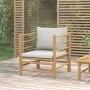 Bamboo garden sofa with light gray cushions by vidaXL, Modular outdoor sofas - Ref: Foro24-362281, Price: 128,22 €, Discount: %