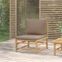 Zentrales Gartensofa aus Bambus mit taupegrauen Kissen von vidaXL, Modulare Sofas für den Außenbereich - Ref: Foro24-362287, ...