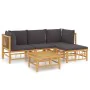 5-piece bamboo garden furniture set with dark gray cushions by vidaXL, Garden sets - Ref: Foro24-3155210, Price: 371,03 €, Di...