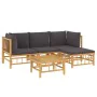 5-piece bamboo garden furniture set with dark gray cushions by vidaXL, Garden sets - Ref: Foro24-3155210, Price: 371,03 €, Di...