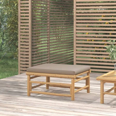 Bamboo garden footstool with taupe gray cushion by vidaXL, Modular outdoor sofas - Ref: Foro24-362288, Price: 85,83 €, Discou...