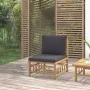 Zentrales Gartensofa aus Bambus mit dunkelgrauen Kissen von vidaXL, Modulare Sofas für den Außenbereich - Ref: Foro24-362309,...