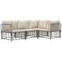 Gartenmöbel-Set 4-teilig und anthrazitfarbene PE-Rattan-Kissen von vidaXL, Outdoor-Sofas - Ref: Foro24-3186746, Preis: 333,61...