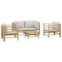 5-piece bamboo garden furniture set with light gray cushions by vidaXL, Garden sets - Ref: Foro24-3155089, Price: 477,80 €, D...