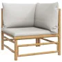 5-piece bamboo garden furniture set with light gray cushions by vidaXL, Garden sets - Ref: Foro24-3155089, Price: 477,80 €, D...