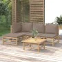 5-piece bamboo garden furniture set with taupe gray cushions by vidaXL, Garden sets - Ref: Foro24-3155113, Price: 475,65 €, D...