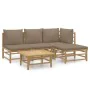 5-piece bamboo garden furniture set with taupe gray cushions by vidaXL, Garden sets - Ref: Foro24-3155113, Price: 475,65 €, D...