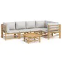 6-piece bamboo garden furniture set with light gray cushions by vidaXL, Garden sets - Ref: Foro24-3155105, Price: 540,16 €, D...