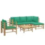 6-piece bamboo garden furniture set with green cushions by vidaXL, Garden sets - Ref: Foro24-3155147, Price: 423,49 €, Discou...