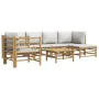 7-piece garden furniture set made of bamboo with light gray cushions by vidaXL, Garden sets - Ref: Foro24-3155085, Price: 614...