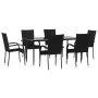 7-piece black synthetic rattan garden dining set by vidaXL, Garden sets - Ref: Foro24-3156669, Price: 448,22 €, Discount: %