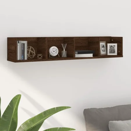 Wall shelf for CD wood in brown oak color 100x18x18 cm by vidaXL, Shelves and shelves - Ref: Foro24-826619, Price: 34,80 €, D...