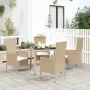 5-teiliges Garten-Esszimmer-Set mit Kissen synthetisches Rattan beige von vidaXL, Gartensets - Ref: Foro24-3157562, Preis: 39...