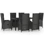 Garden dining set 7 pieces and black gray synthetic rattan cushions by vidaXL, Garden sets - Ref: Foro24-3185062, Price: 1,00...