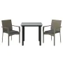 Garden dining set 3 pieces and cushions in black and gray synthetic rattan by vidaXL, Garden sets - Ref: Foro24-3185137, Pric...