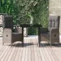 Garden dining set 3 pieces and cushions in black and gray synthetic rattan by vidaXL, Garden sets - Ref: Foro24-3185177, Pric...