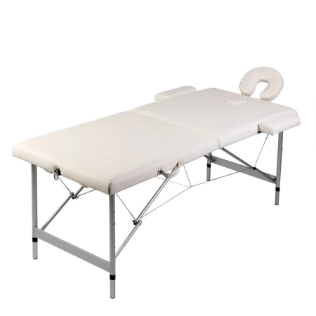 Folding massage table 2 zones cream aluminum structure by vidaXL, massage tables - Ref: Foro24-110085, Price: 171,94 €, Disco...