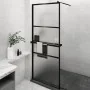 Shower screen with ESG glass shelf and black aluminum 80x195 cm by vidaXL, Shower walls and screens - Ref: Foro24-3185451, Pr...