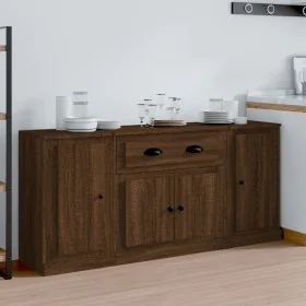 3-teilige Sideboards Sperrholz braune Eiche von vidaXL, Sideboards - Ref: Foro24-3185278, Preis: 150,86 €, Rabatt: %