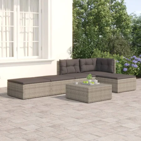 5-piece garden furniture set and gray synthetic rattan cushions by vidaXL, Garden sets - Ref: Foro24-3187188, Price: 381,33 €...