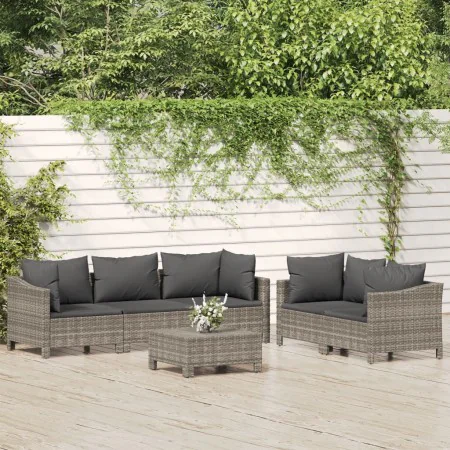 6-teiliges Gartenmöbel-Set und graue synthetische Rattankissen von vidaXL, Gartensets - Ref: Foro24-3187265, Preis: 522,56 €,...