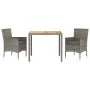 Set comedor de jardín 3 piezas con cojines ratán sintético gris de vidaXL, Conjuntos de jardín - Ref: Foro24-3187404, Precio:...