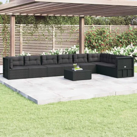 Garden furniture set 8 pieces and black synthetic rattan cushions by vidaXL, Garden sets - Ref: Foro24-3187145, Price: 721,26...