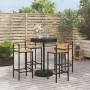 Bar table and garden stools 5 pieces acacia wood PE rattan black by vidaXL, Garden sets - Ref: Foro24-3187720, Price: 252,51 ...