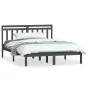 Estructura de cama doble madera maciza gris 135x190 cm de vidaXL, Camas y somieres - Ref: Foro24-3100566, Precio: 137,19 €, D...