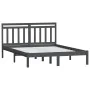 Estructura de cama doble madera maciza gris 135x190 cm de vidaXL, Camas y somieres - Ref: Foro24-3100566, Precio: 137,19 €, D...